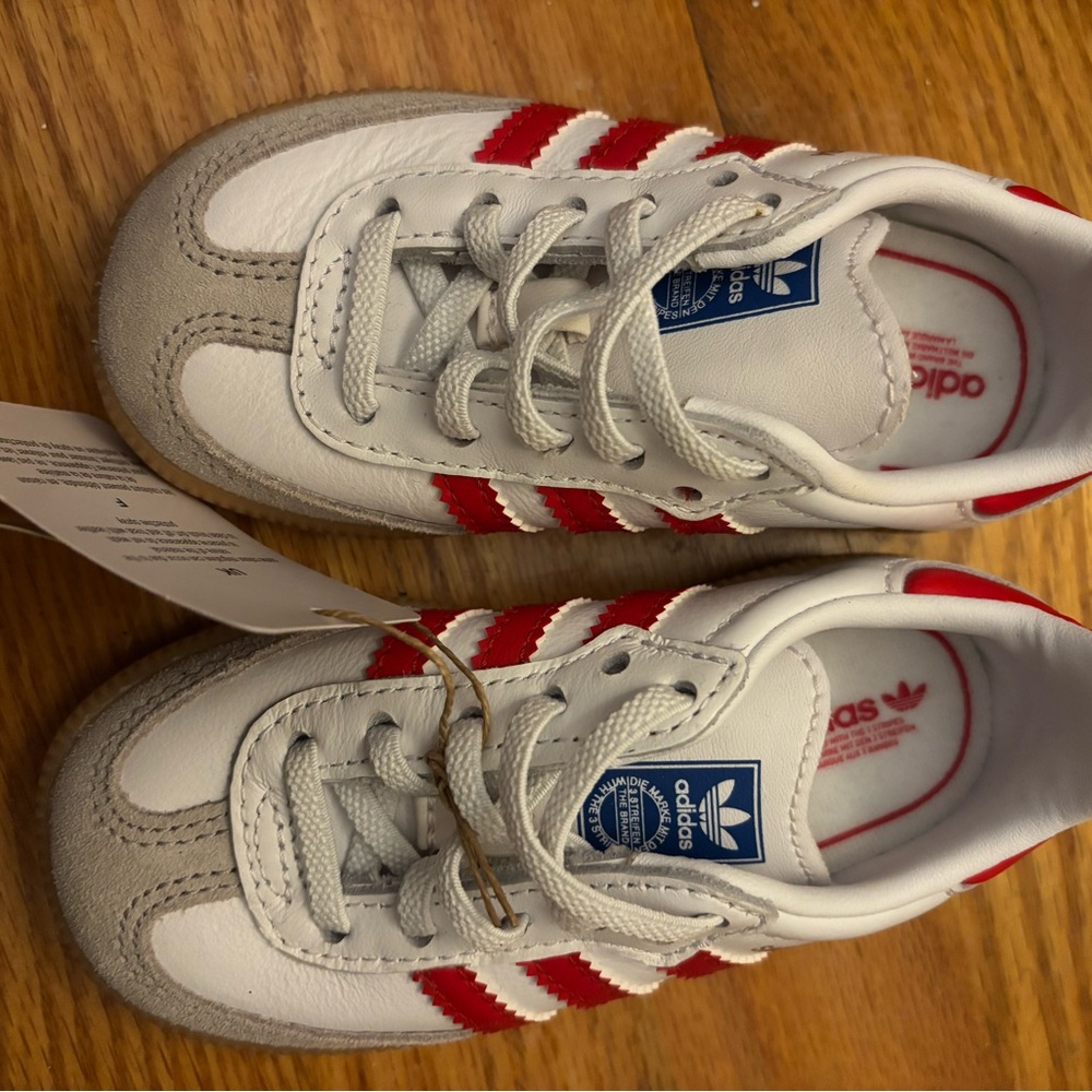 Adidas Kids Toddler Sambas White and Red Sneakers. Size 6 Toddler. NWT